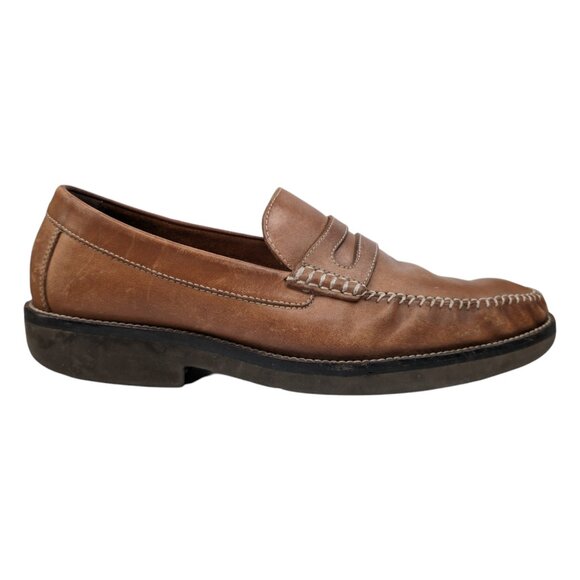 Tan Brown Leather Slip-On Penny Loafers - Picture 7 of 13
